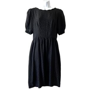 Vintage Silk Studio Black Silk Sheath Dress Womens 12 Polka Dot / Animal Print